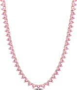 Julianna B. Pink Cubic Zirconia Heart Tennis Necklace