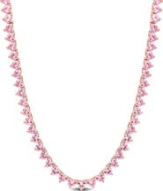 Julianna B. Pink Cubic Zirconia Heart Tennis Necklace
