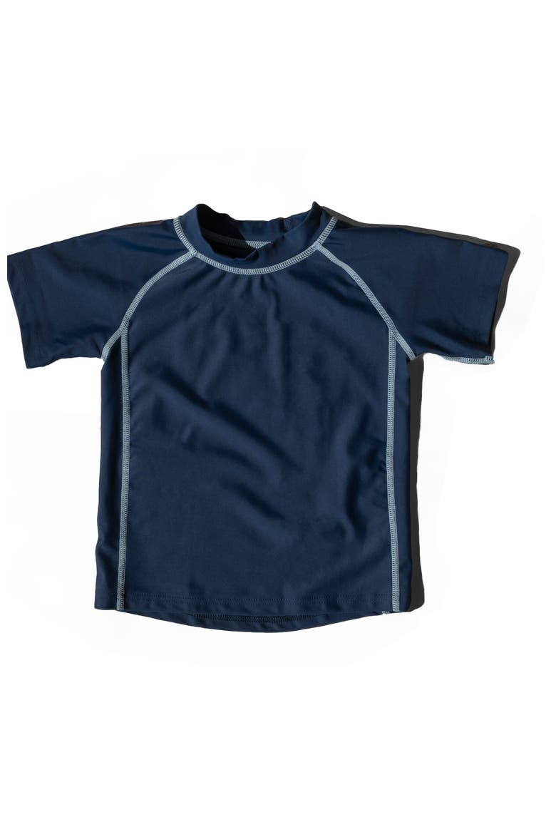 Kids Short Sleeve Rash Guard, UPF 50+ Swim Shirt, Alternate, color, NAVY