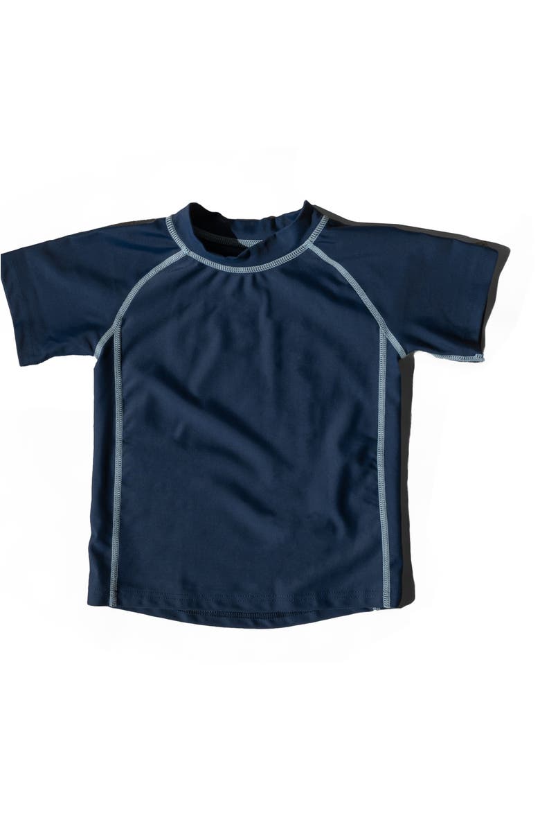 Leveret Kids Short Sleeve Rash Guard, UPF 50+ Swim Shirt, Alternate, color, Navy