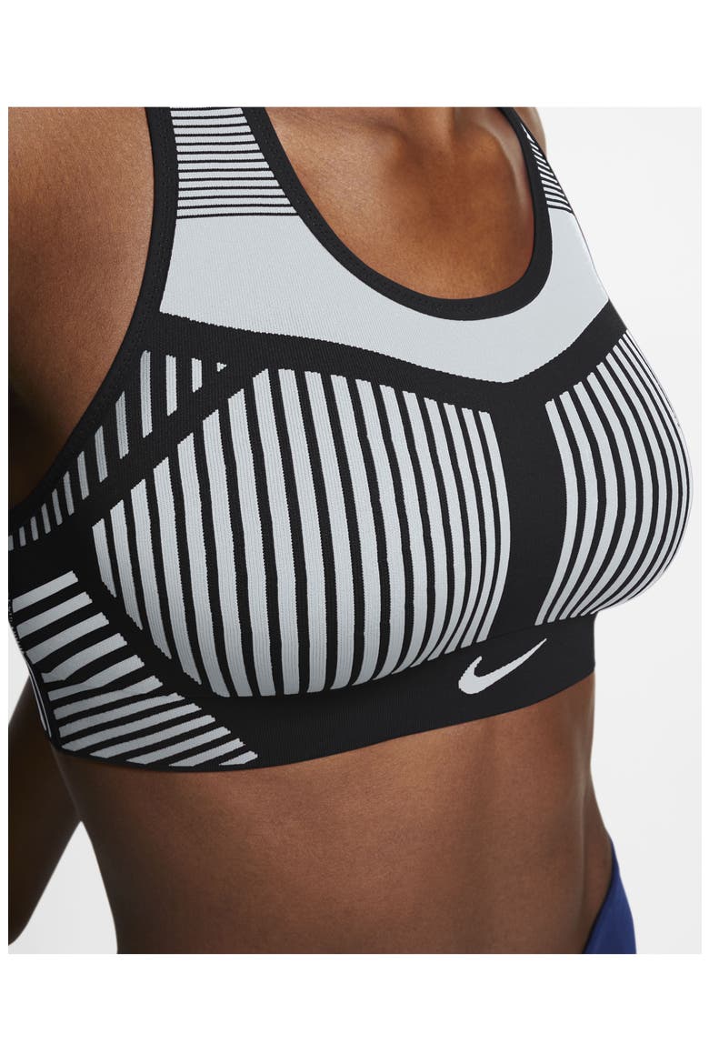 FE/NOM Flyknit Racerback Sports Bra, Alternate, color, BLACK/ WHITE
