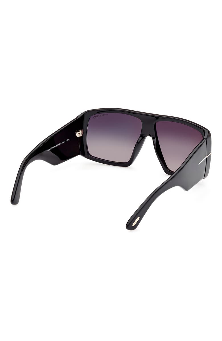 TOM FORD 60mm Gradient Square Sunglasses, Alternate, color, Shiny Black / Gradient Smoke