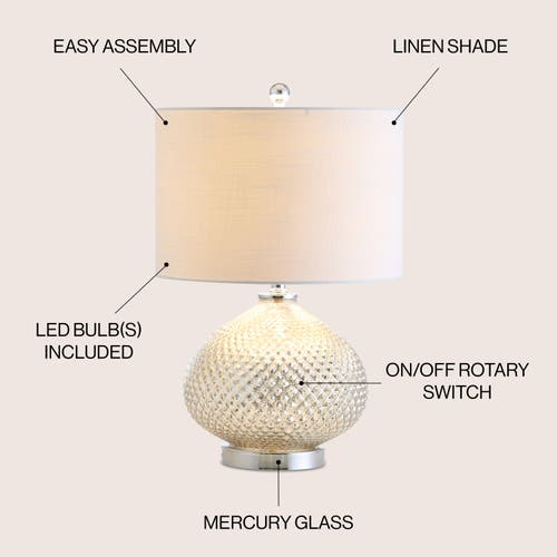 Jonathan Y Ames 22.5" Led Glass Table Lamp In Mercury Silver