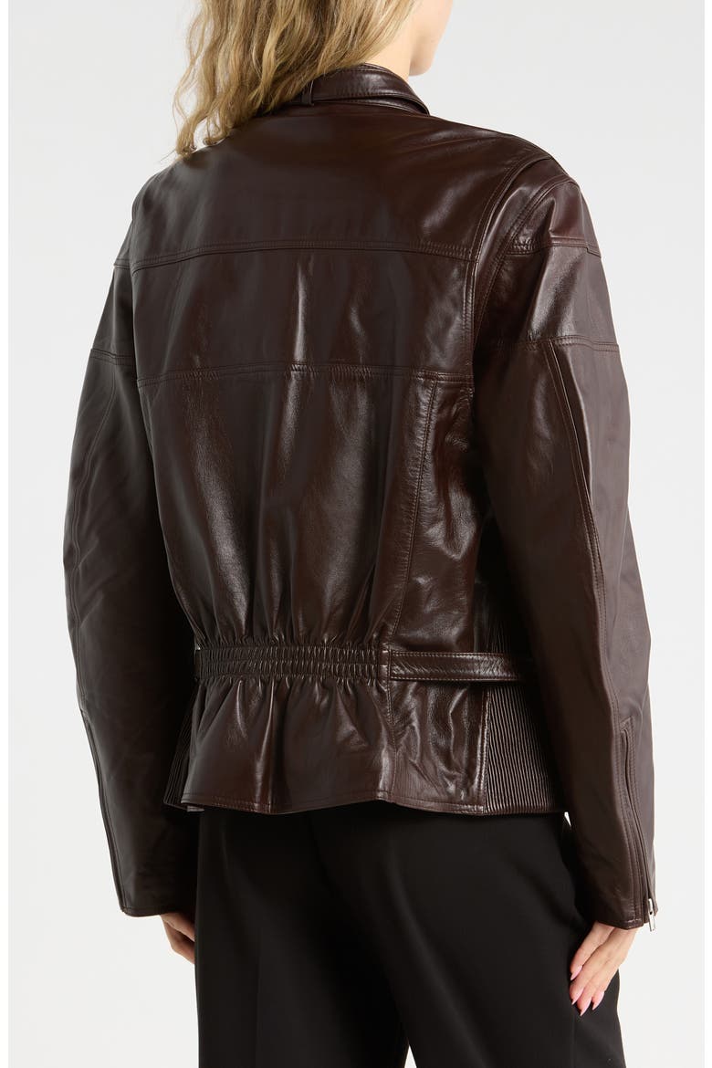 Le Moto Leather Bomber Jacket, Alternate, color, MAHOGANY