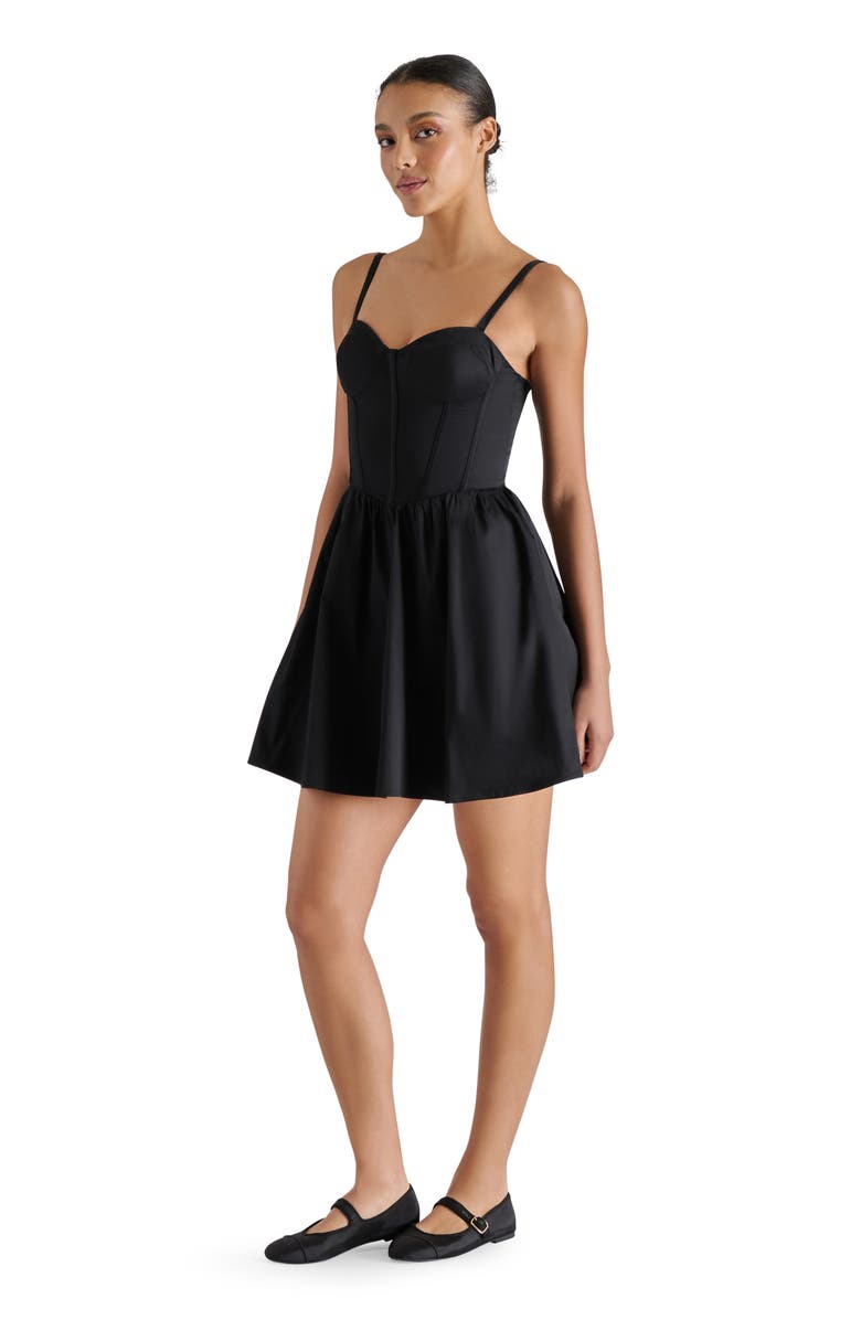 Steve Madden Rhoda Corset Fit & Flare Minidress, Alternate, color, Black