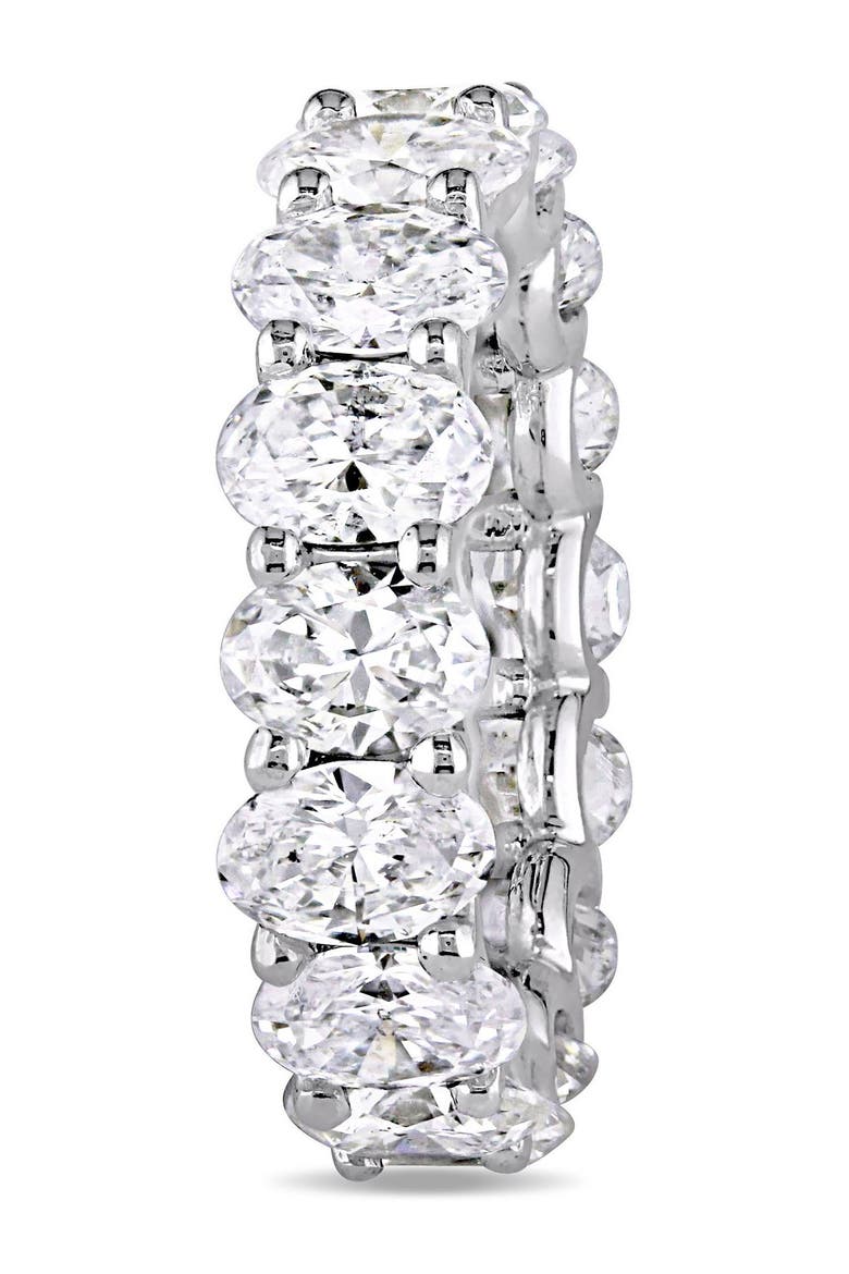 Sterling Silver Petite Oval-Cut CZ Eternity Band Ring, Alternate, color, WHITE