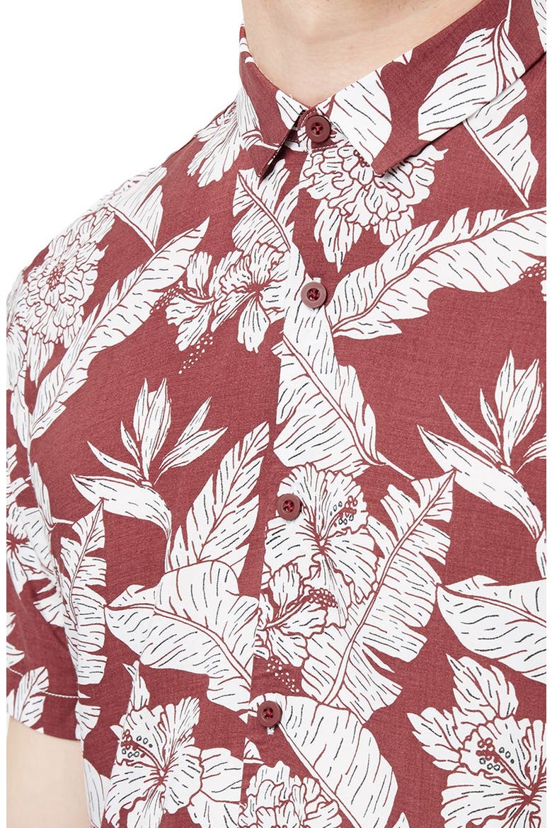 Floral Print Shirt, Alternate, color, FADED RED MULTI