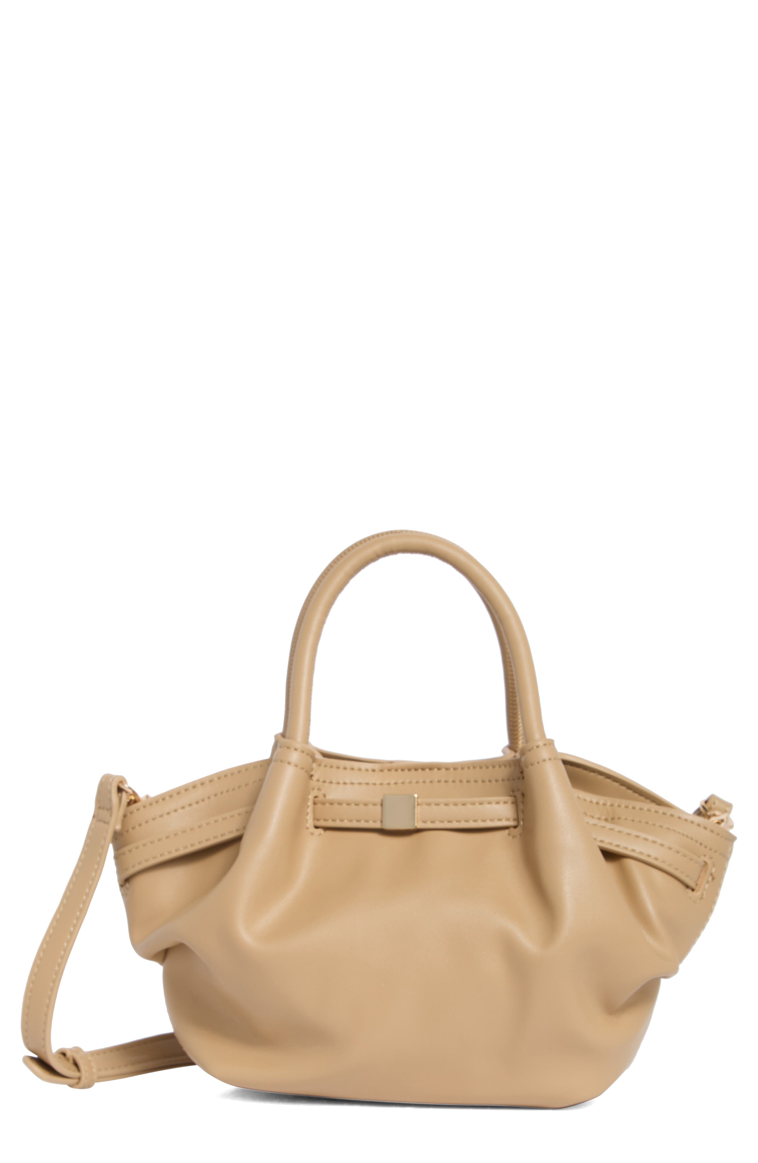 Faux Leather Top Handle Crossbody Bag, Main, color, TAN