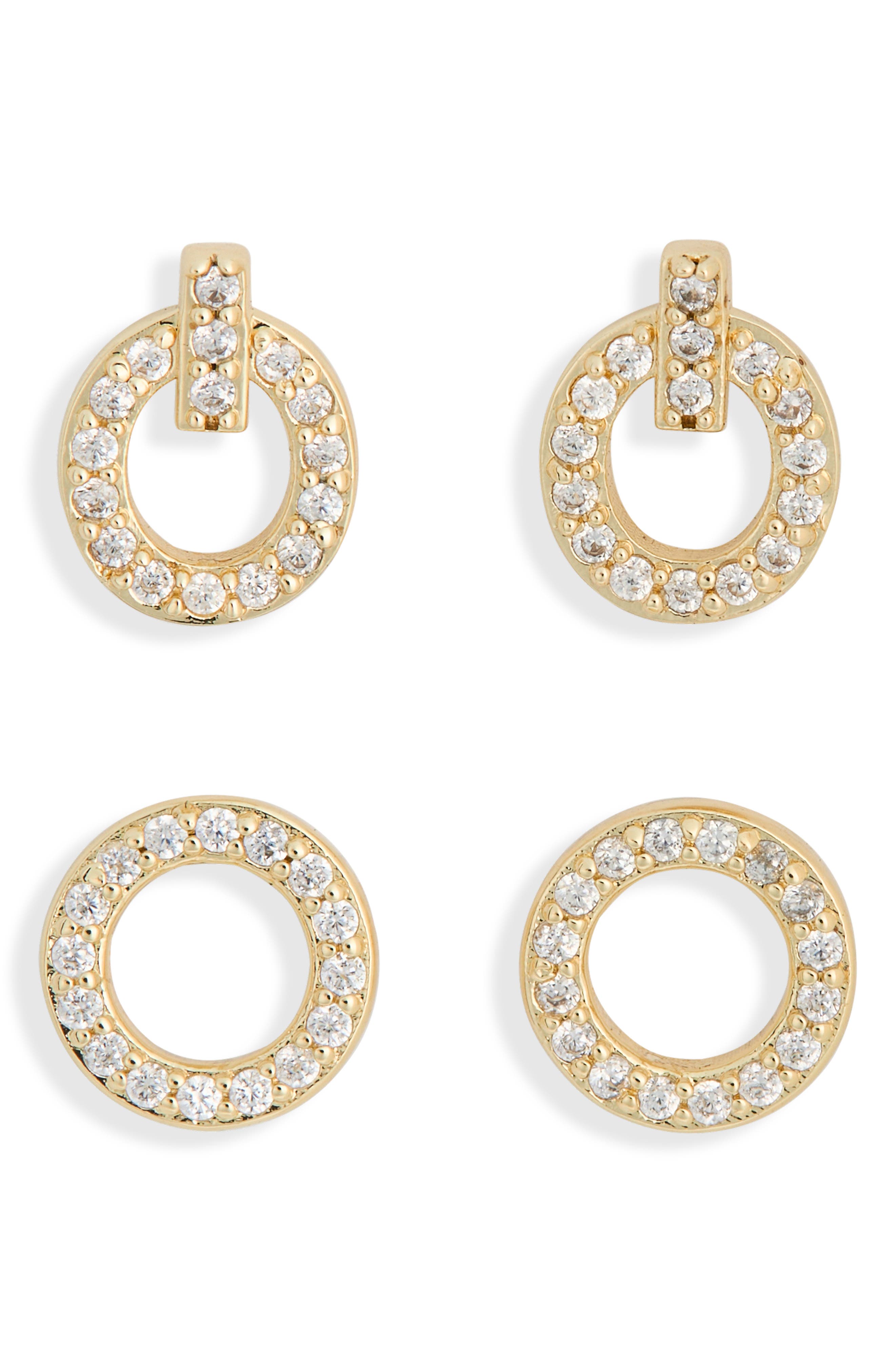 NORDSTROM RACK Set of 2 Pavé Cubic Zirconia Open Circle Stud Earrings