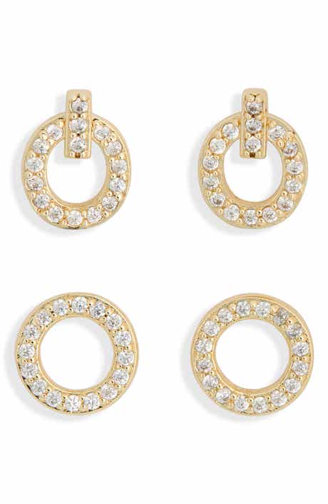 NORDSTROM RACK Set of 2 Pavé Cubic Zirconia Open Circle Stud Earrings