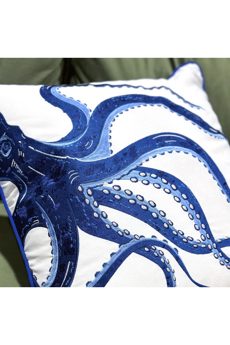 Blue Octopus Indoor/Outdoor Accent Throw Pillow 20" x 20", Alternate, color, Blue