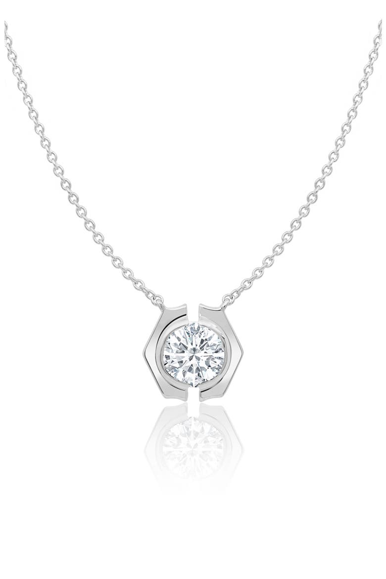 Solara Cubic Zirconia Necklace, Main, color, PURE PLATINUM / CLEAR STONE