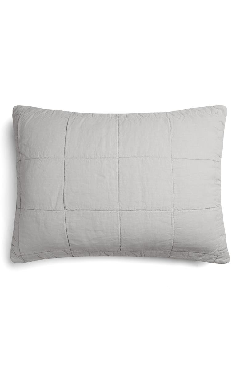 Parachute Linen Box Quilted Sham Set, Alternate, color, Fog