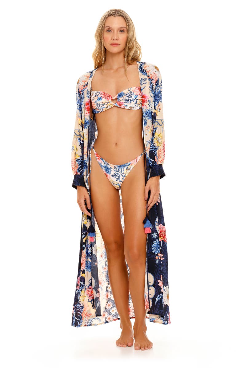 Agua Bendita Isabelle Ross Floral Print Cover-Up Wrap, Alternate, color, Blue Multicolor