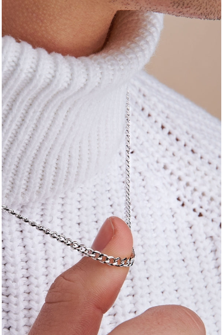 Flat Curb Chain Necklace, Alternate, color, Silver