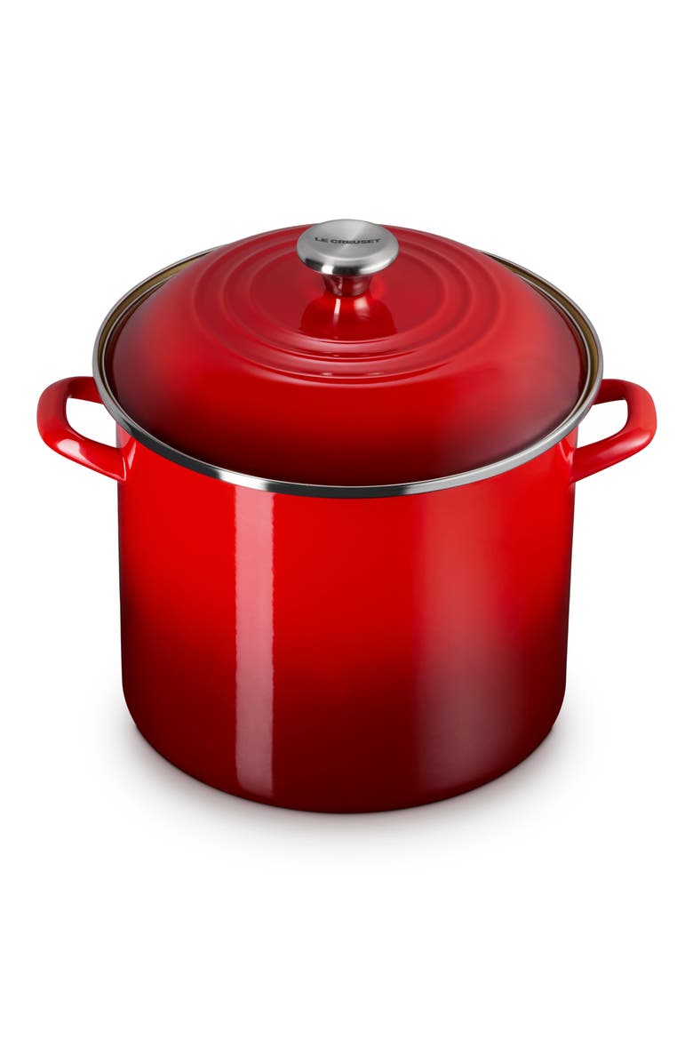 Enameled Stainless Steel Stockpot, Alternate, color, CERISE
