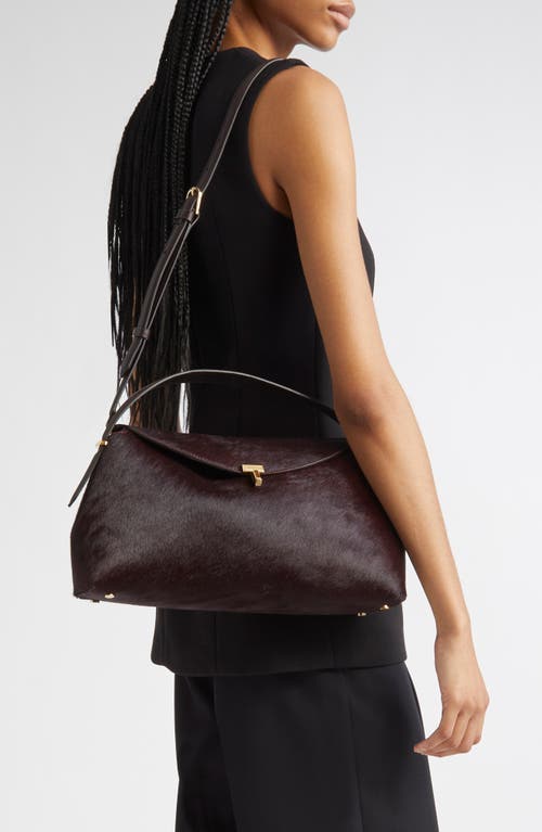 Totême Toteme T-lock Genuine Calf Hair Top Handle Bag In Black