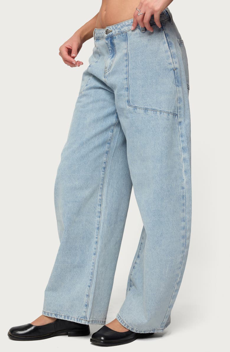 EDIKTED Jolie Low Rise Barrel Jeans, Alternate, color, Light-Blue