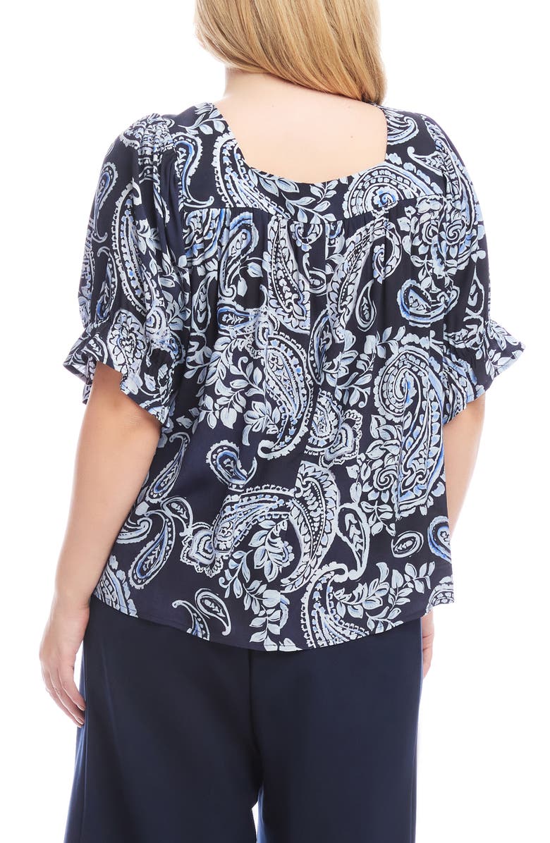 Karen Kane Print Ruffle Sleeve Top, Alternate, color, Paisley