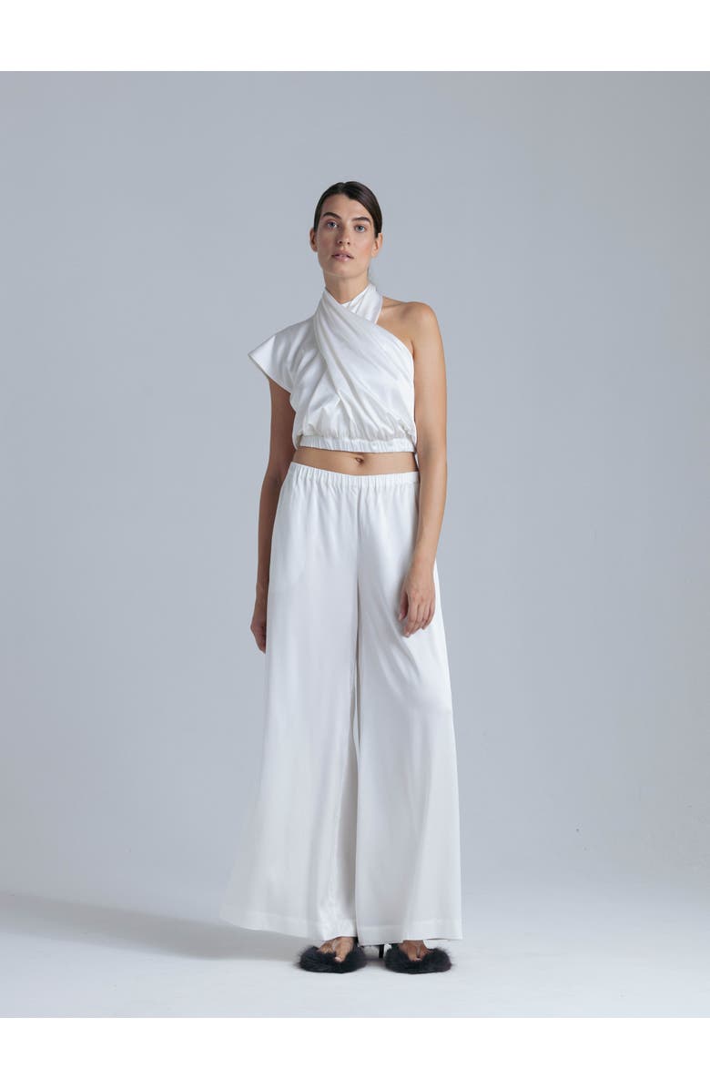 Alas Silk Palazzo Pants, Alternate, color, Milk White