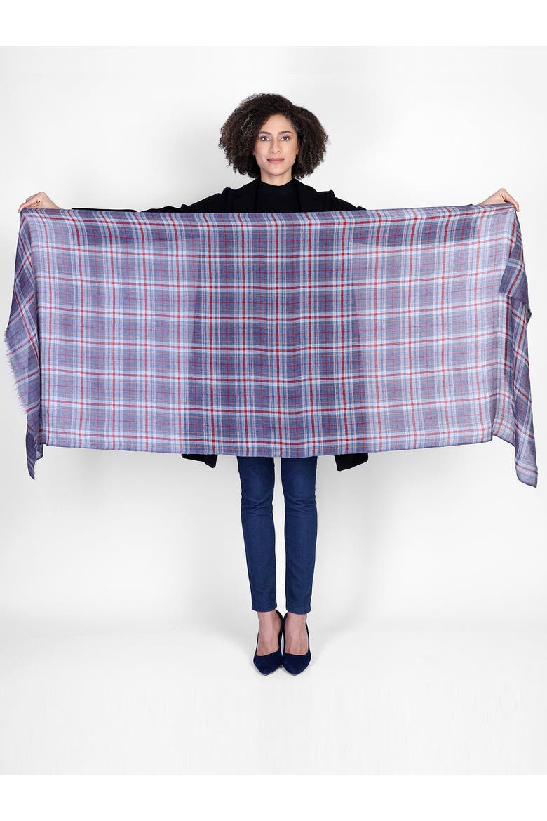Blue Plaid Scarf, Alternate, color, Blue Plaid