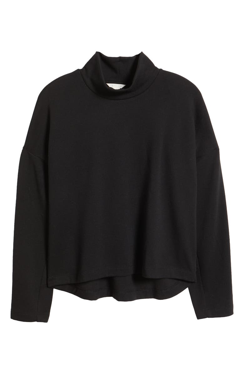 Caslon<sup>®</sup> Drop Shoulder Turtleneck Sweatshirt, Alternate, color, Black
