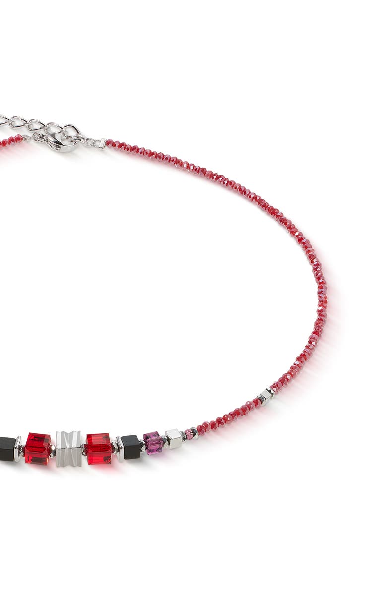 COEUR DE LION Wave Cube Flow Silver Necklace, Alternate, color, Red