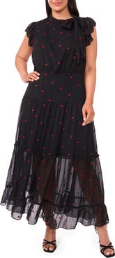 CeCe Tie Neck Maxi Dress