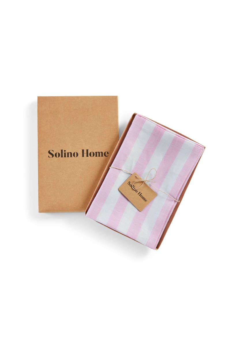 Solino Home Linen Dinner Napkins - Sorrento Stripe, 20" x 20" Inch, Alternate, color, Pink And White