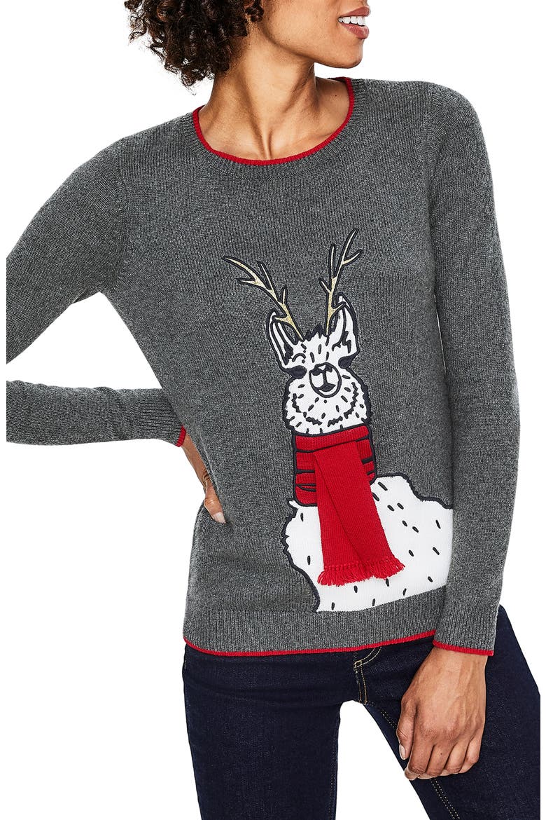 Holiday Sweater, Main, color, SCARF LLAMA