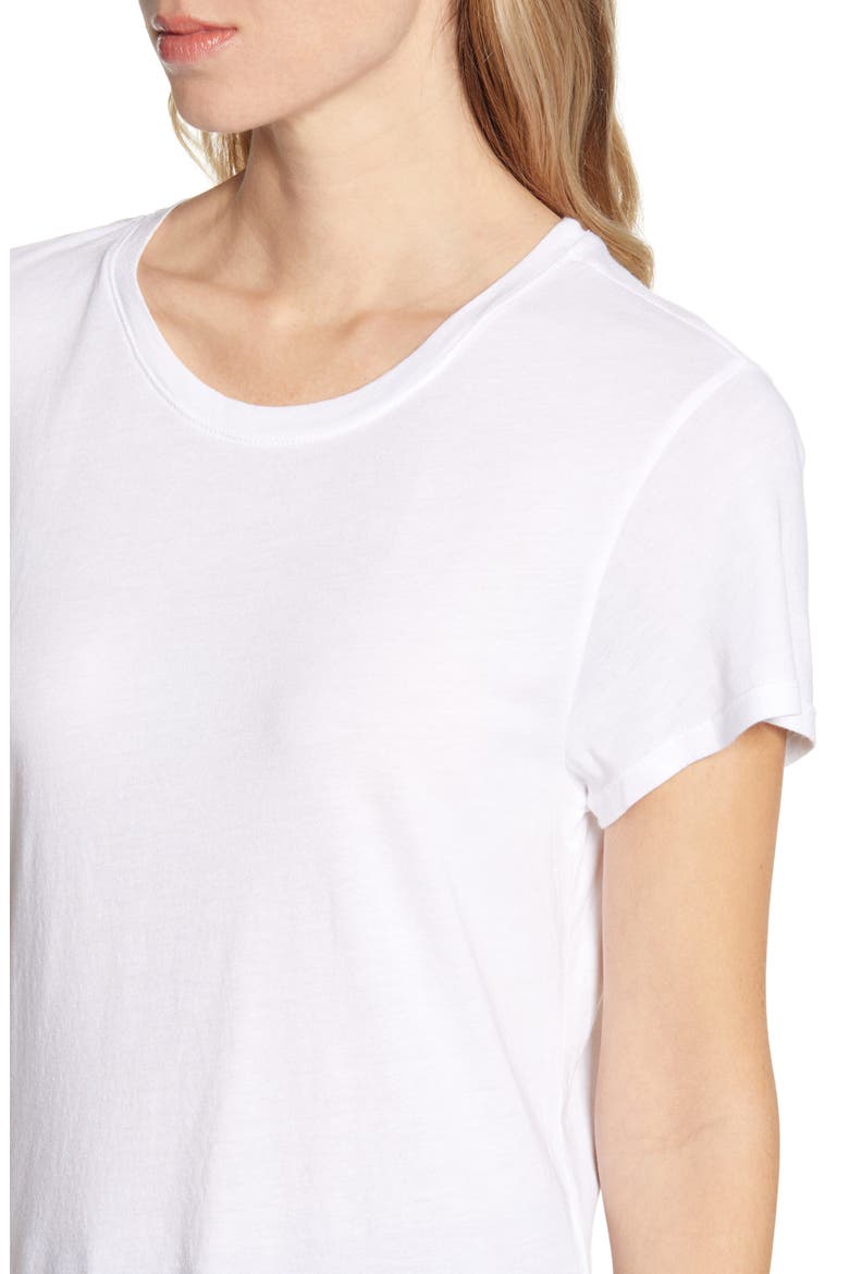 Abbie Crewneck Cotton Blend Tee, Alternate, color, WHITE
