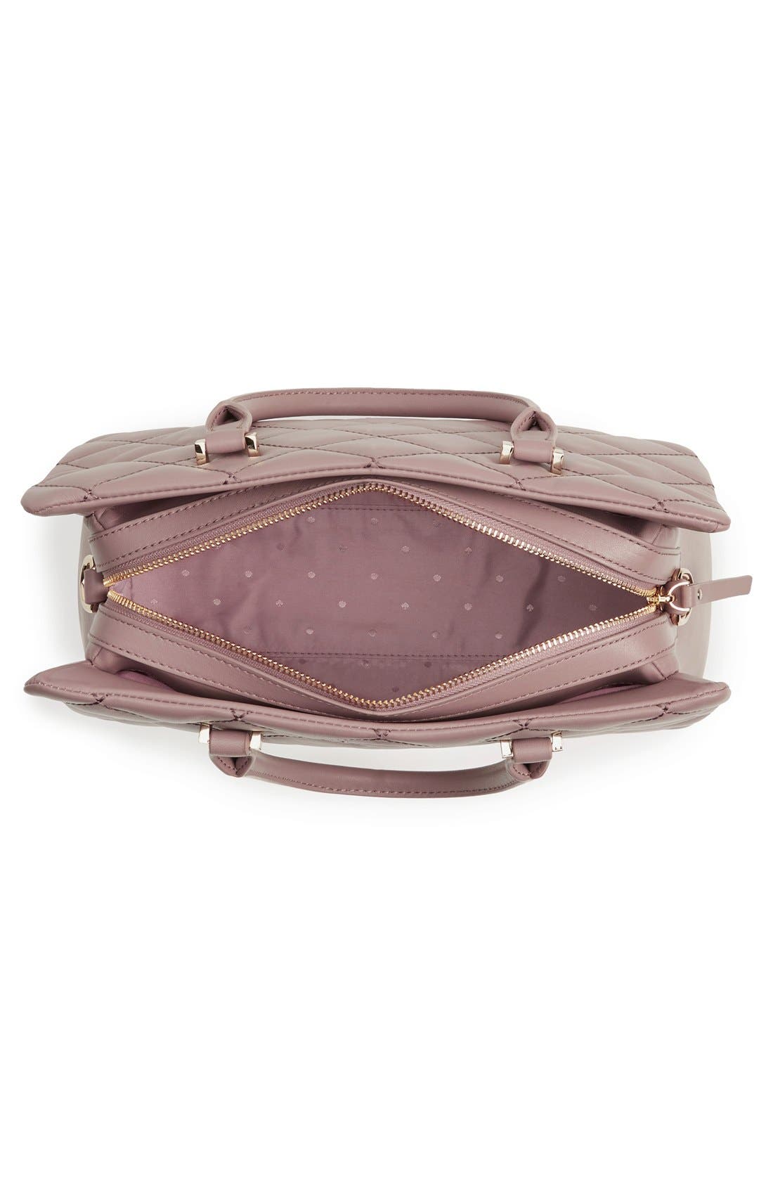 Kate Spade New York emerson place - olivera quilted leather satchel, Alternate, color, Porcini