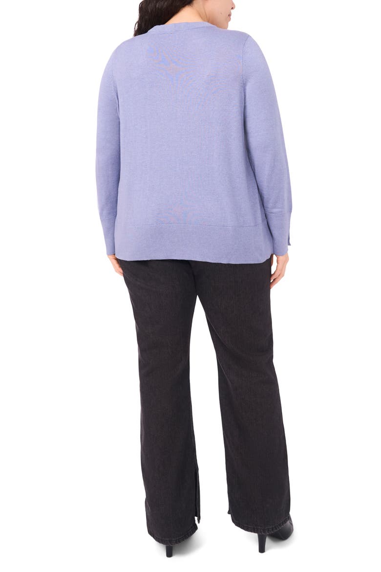 Button Cuff Cotton Blend Sweater, Alternate, color, STONEWASH