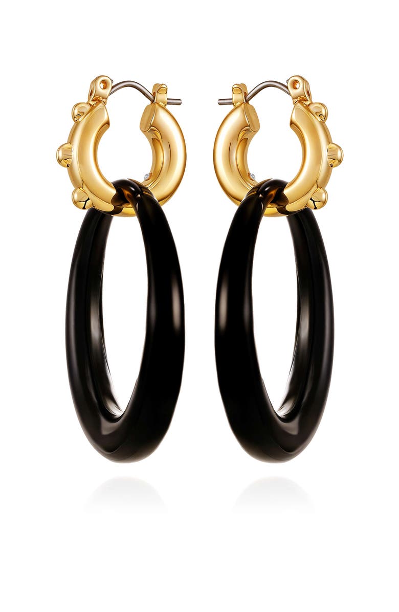 True Religion Double drop hoop earring, Alternate, color, Black