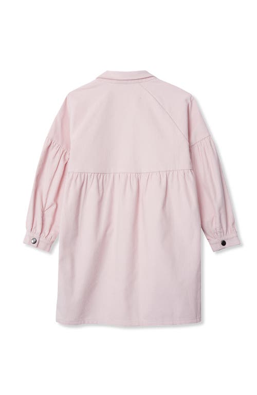 Lands' End Girls 3/4 Sleeve Corduroy Shirt Dress In Pink