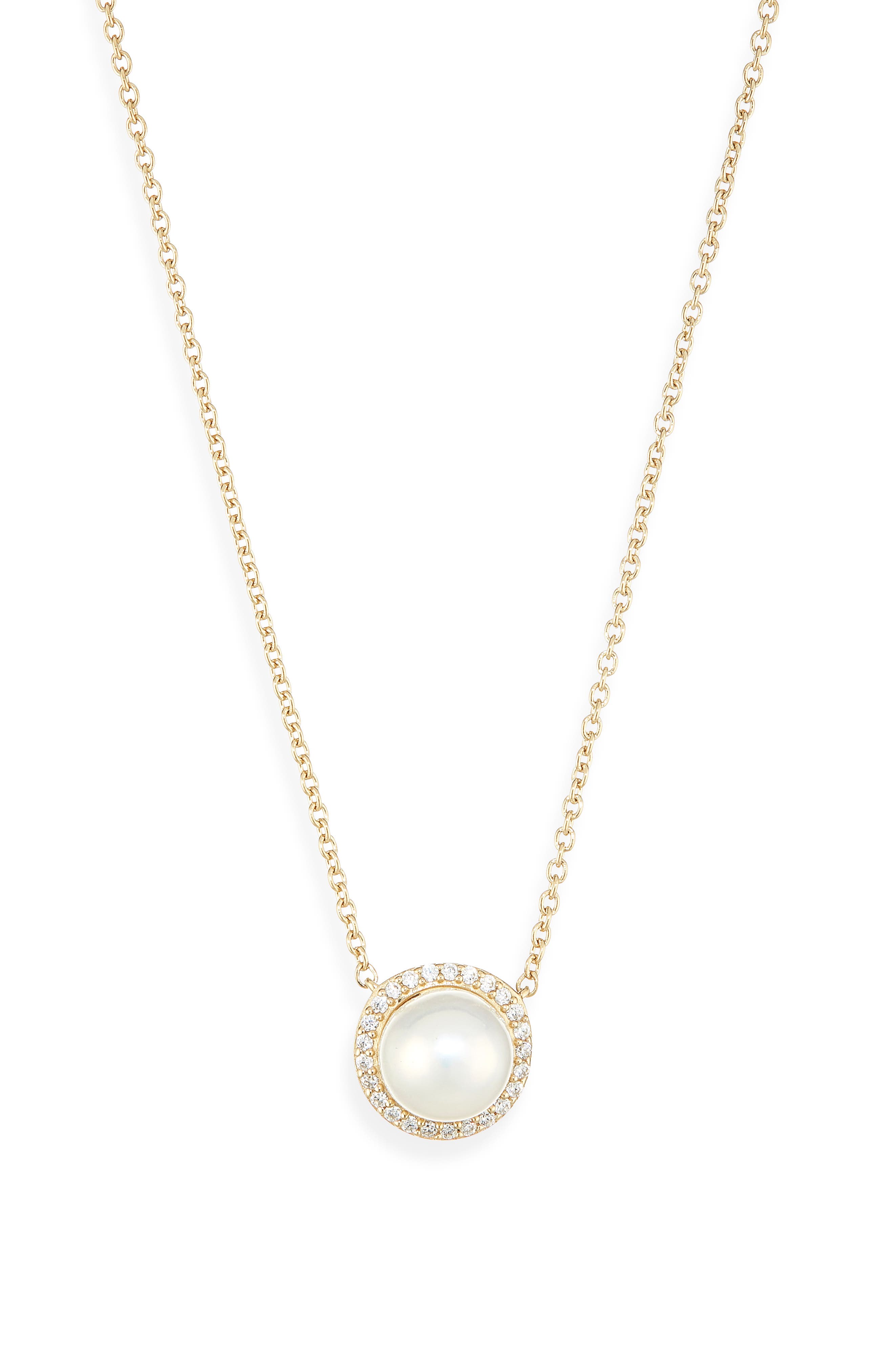 Nadri 7.5-8mm Cultured Pearl Halo Pendant Necklace