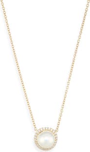 Nadri 7.5-8mm Cultured Pearl Halo Pendant Necklace