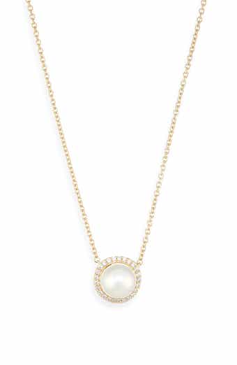 Nadri 7.5-8mm Cultured Pearl Halo Pendant Necklace