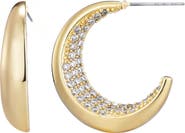 Adornia Pavé Crystal Lined Crescent Hoop Earrings