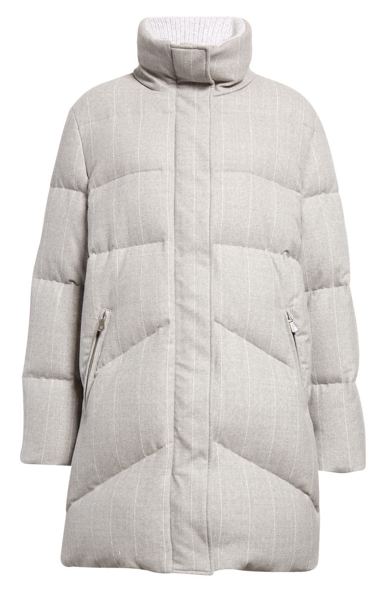 Eleventy Pinstripe Wool Stretch Flannel Puffer Coat, Alternate, color, 