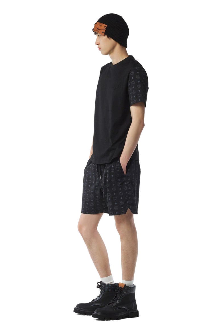 Monogram Print Shorts in ECONYL®, Alternate, color, Black