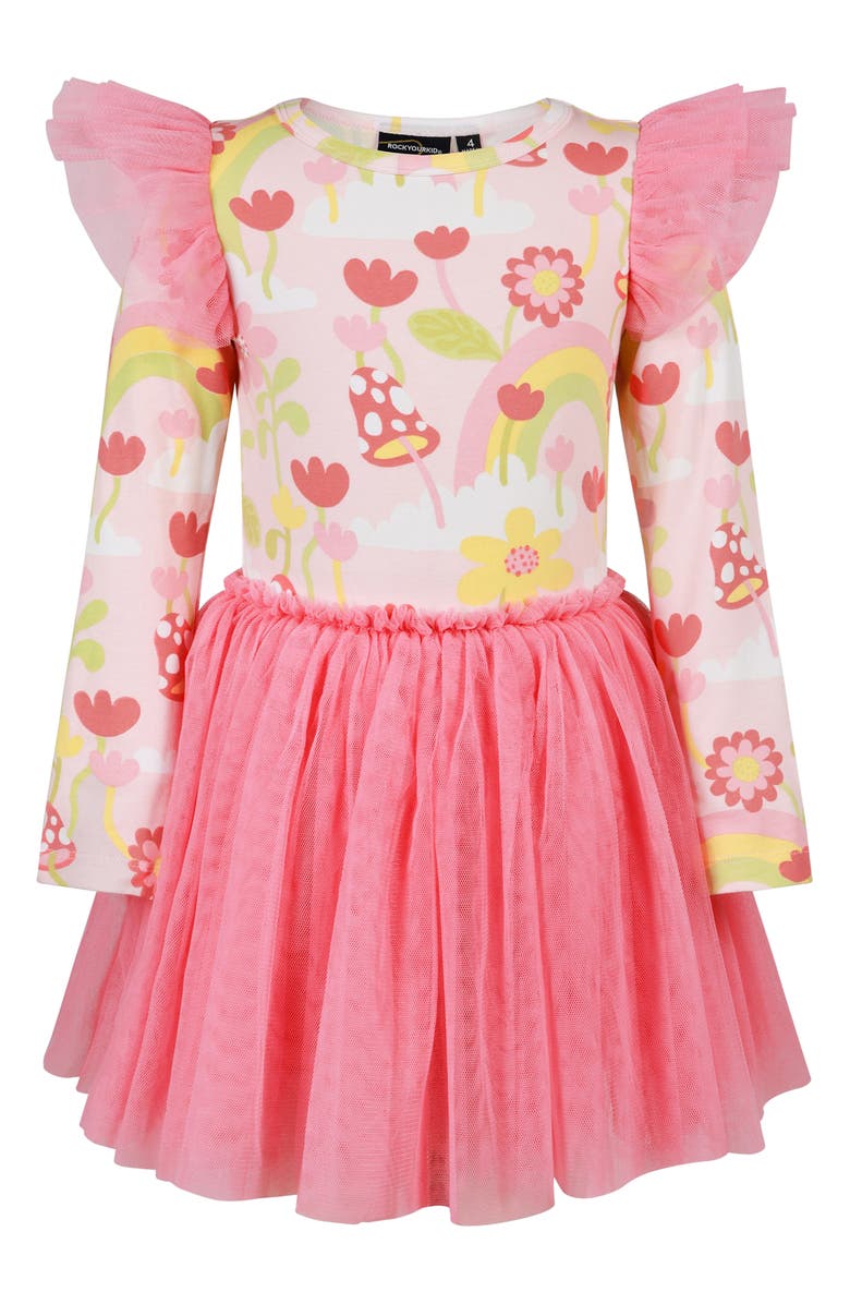 Rock Your Kid Kids' Circus Long Sleeve Frill Dress, Alternate, color, Coral