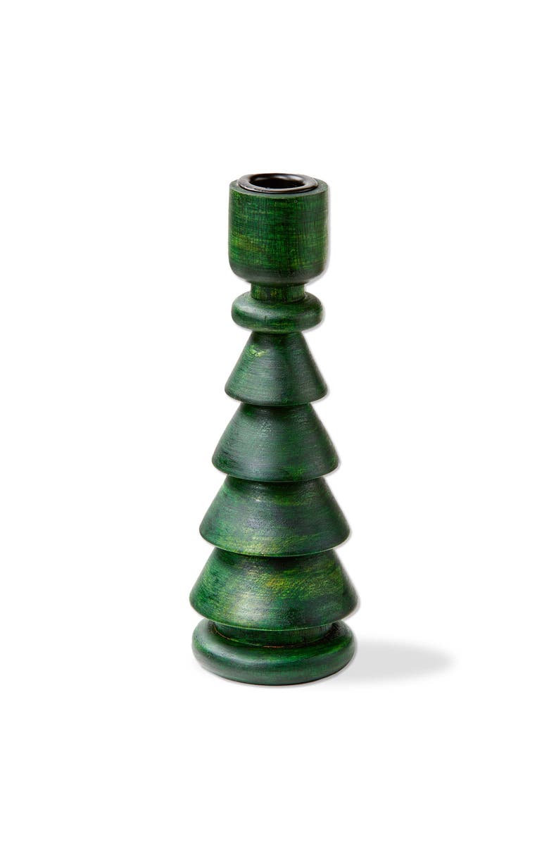 tag Large Green Wood Tree Taper Candle Holder for Christmas, Main, color, Green