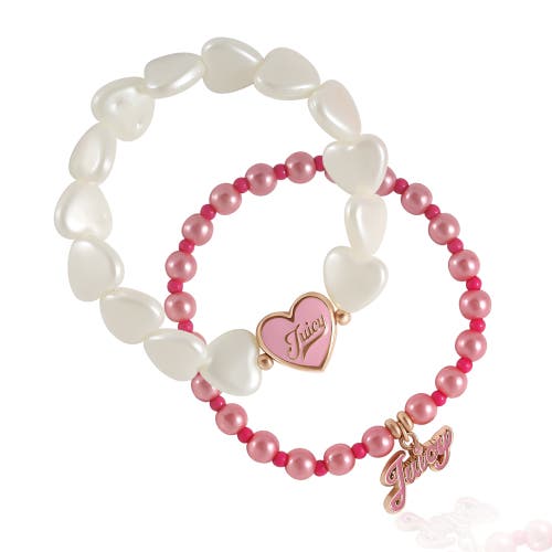 Juicy Couture Kids Kids Pink & White Bracelet Duo In Pink