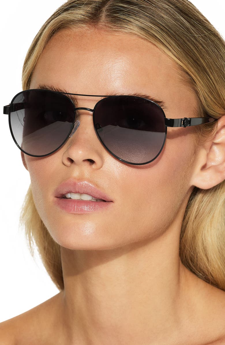 Kurt Geiger London 57mm Gradient Navigator Sunglasses, Alternate, color, Black/ Smoke Gradient