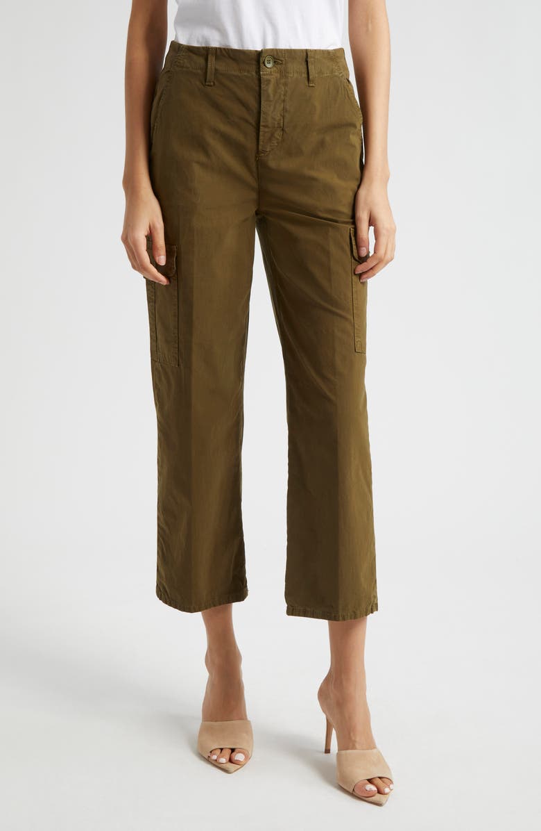 L'AGENCE Zoella Stretch Cotton Crop Cargo Pants, Main, color, British Khaki