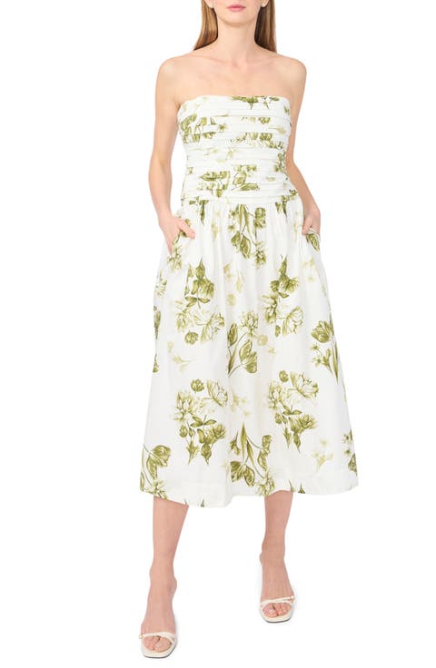 Strapless Cotton Midi Dress