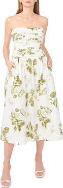 1.STATE Strapless Cotton Midi Dress