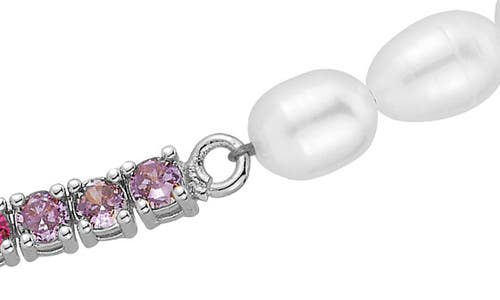 Shop Chloe & Madison Chloe And Madison Rainbow Crystal & Faux Pearl Necklace In Silver