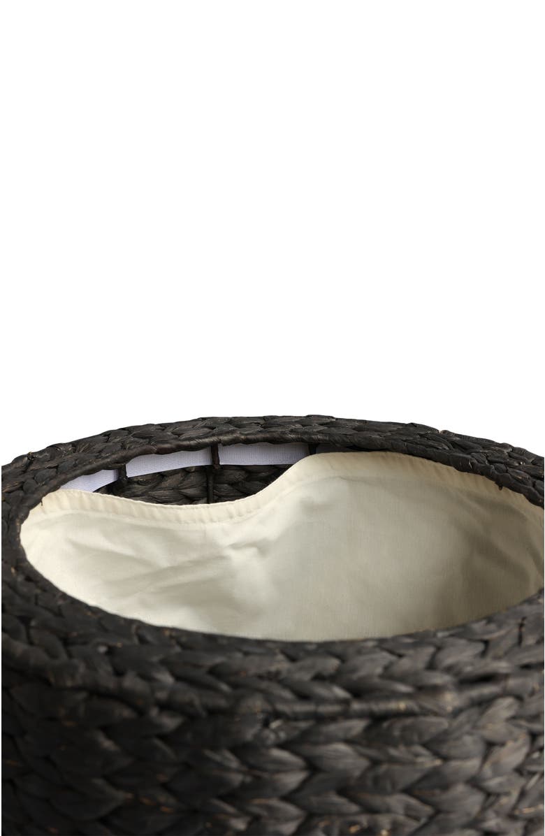 HAPPIMESS Addie 17.72" Modern Coastal Handwoven Water Hyacinth Storage Ottoman with Lid, Alternate, color, Black